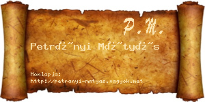 Petrányi Mátyás névjegykártya