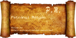 Petrányi Mátyás névjegykártya